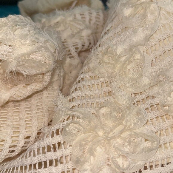 Anthropologie En Saison Cream Reese Floral Appliqué Open Stitch Cool Maxi Size S - Picture 12 of 14